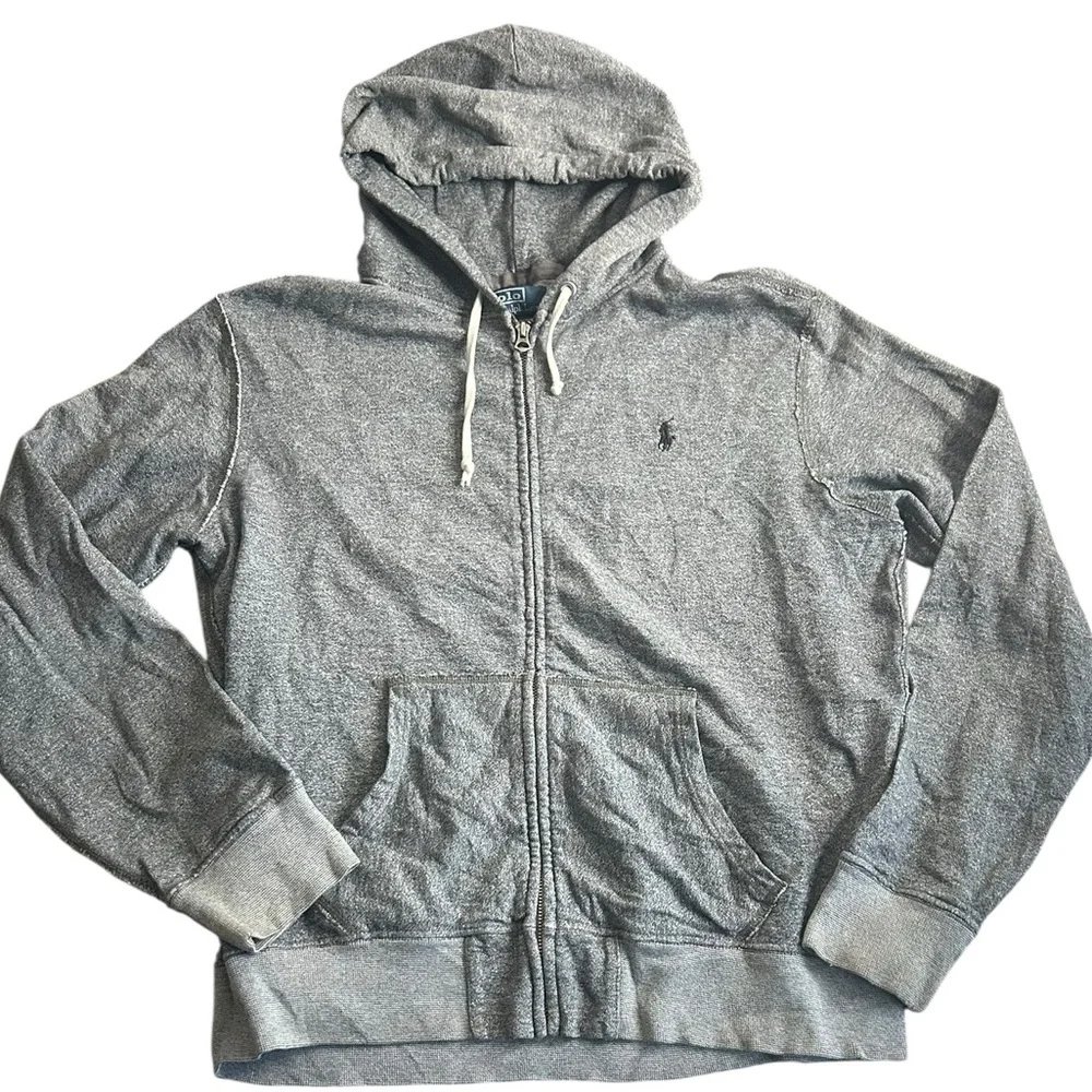Polo Ralph Lauren Men’s Gray Full Zip Hoodie Sweatshirt Size‎ Large
